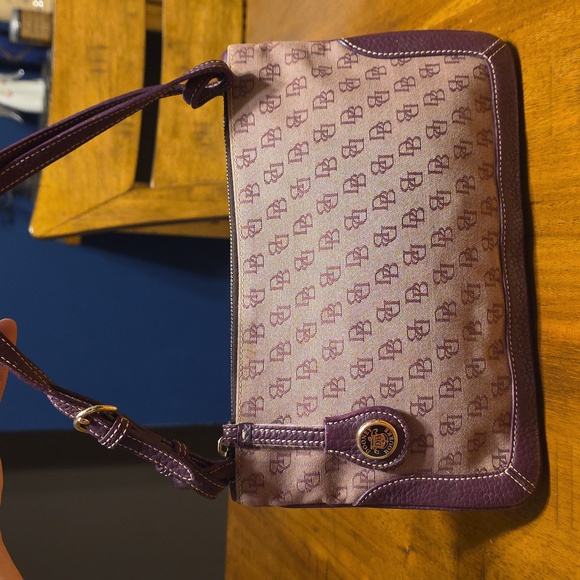 Dooney & Bourke Handbags - Dooney & Bourke Vintage purple logo canvas and dark purple shoulder bag